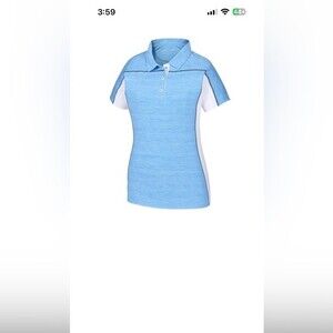 FJ Foot Joy Women’s Golf Polo White Blue Short Sleeve Size Medium